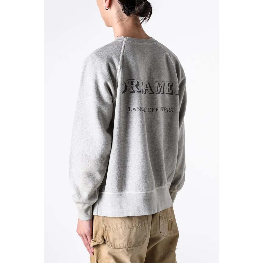 SAINT Mxxxxxx 'FLOWER' CREW NECK SWEAT SHIRTS Floral Distressed Retro Sweatshirt Distressed Gray S-XL Big Factory Four-needle Six-Thread Boneless Stitching Process/Original Horn Sleeve Version Top Printing Process Authentic Level Re-Engraving Garment Washing and Distressing/Hand-worn Graffiti Treatment Original Consistent Fruit Label/Little Angel Anti-Counterfeiting Label